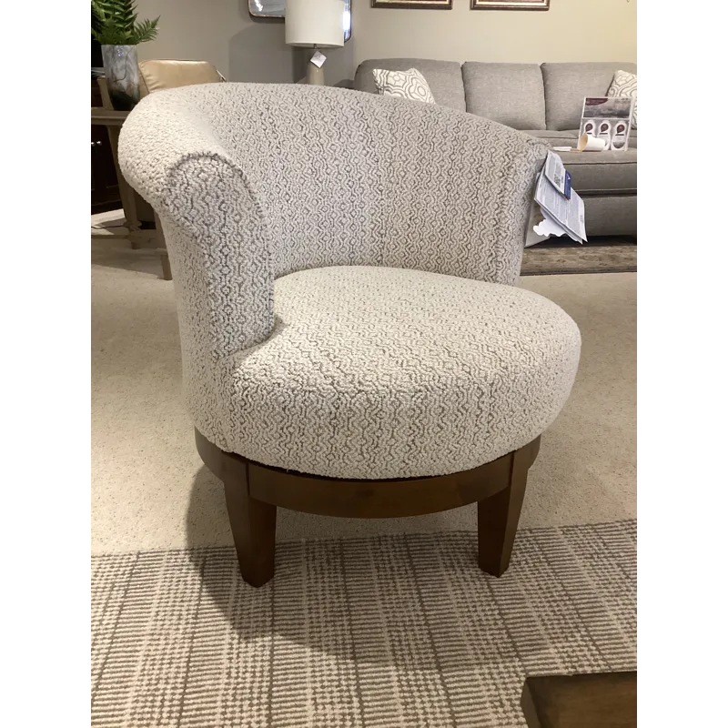Attica Fabric Swivel Chair - Dark Walnut
