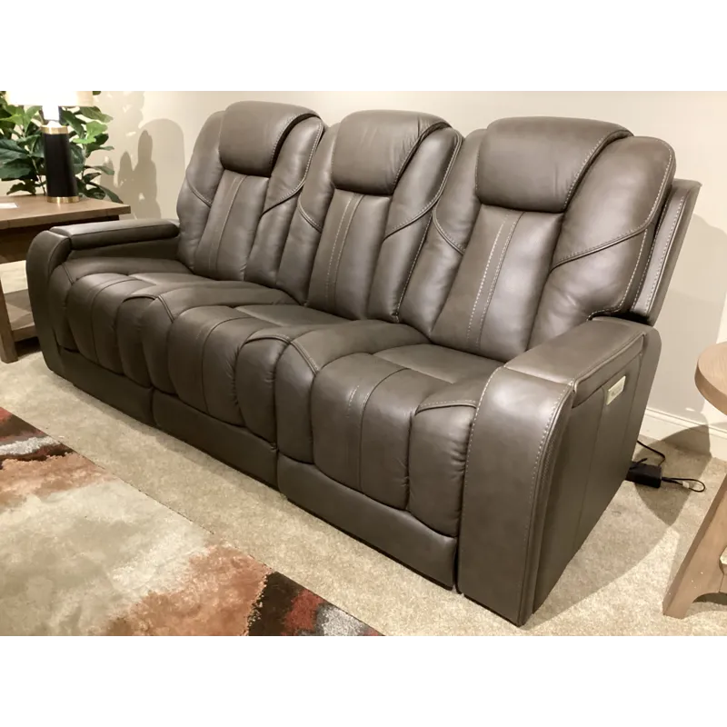 Daniel Triple Power Home Theater Leather Reclining Sofa with Drop-Down Control Console, Built-in Spe