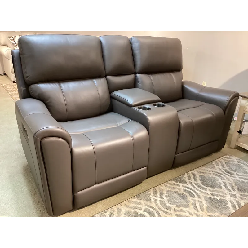 Portland Power Reclining Console Loveseat with Power Headrest &amp; Lumbar