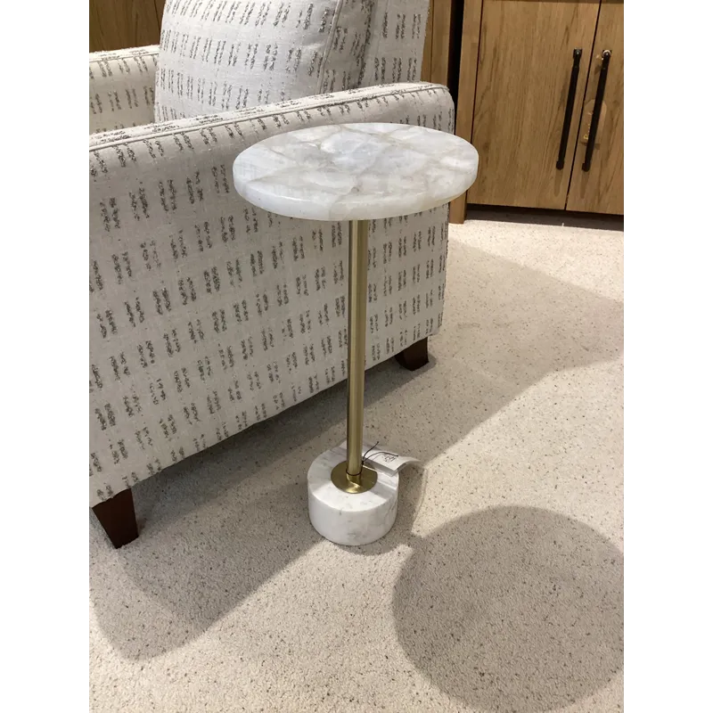 24" Duncan White Quartz Accent Table