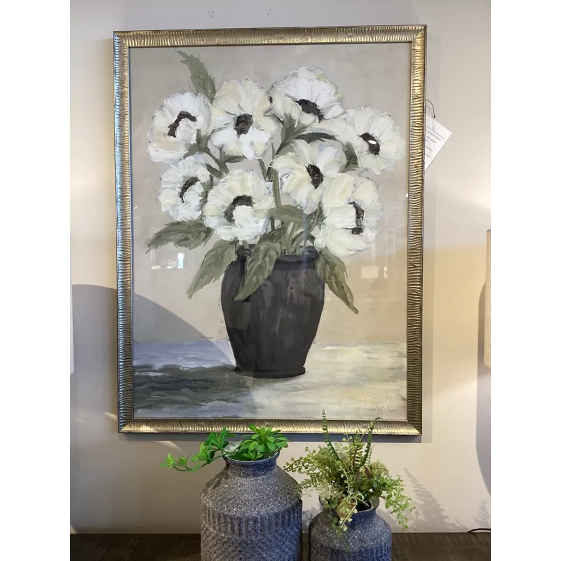 White Flowers Framed Art