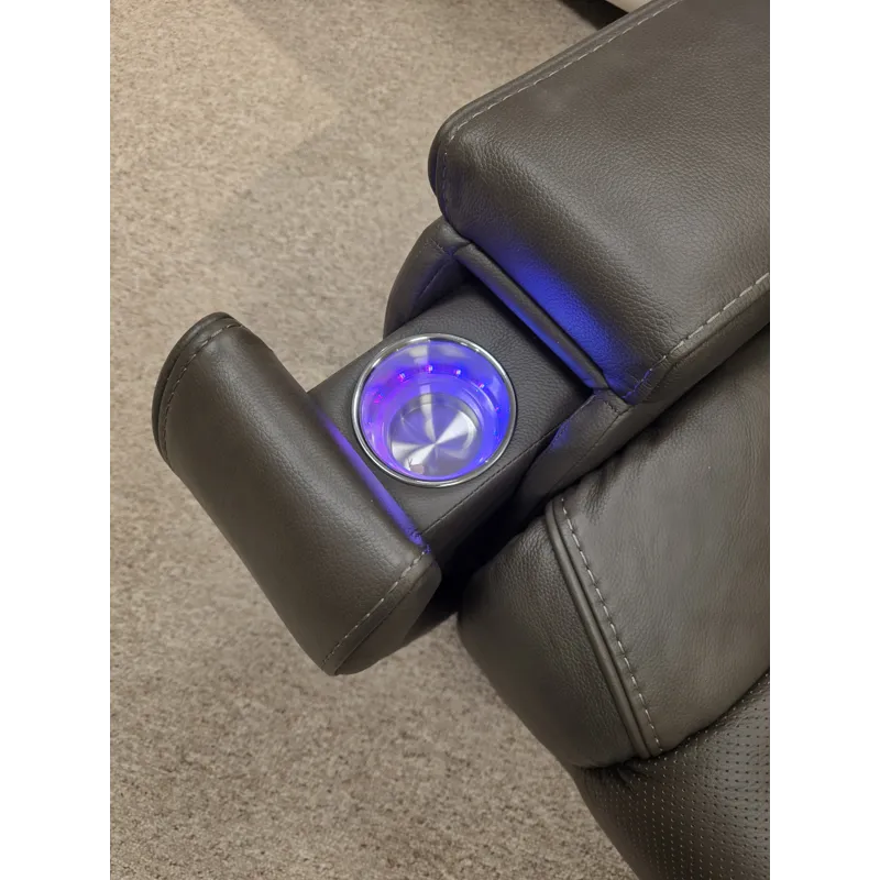 Daniel Triple Power Home Theater Leather Reclining Console Loveseat, Built-in Speakers, Heat and Mas