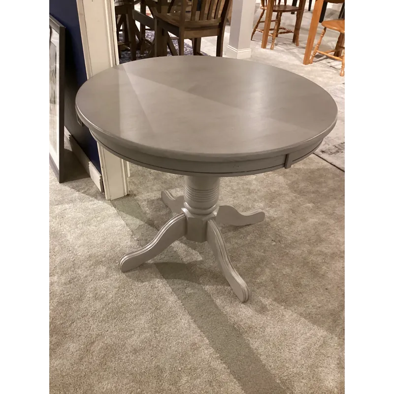 Carmel 36" Solid Wood Round Pedestal Table - Grey