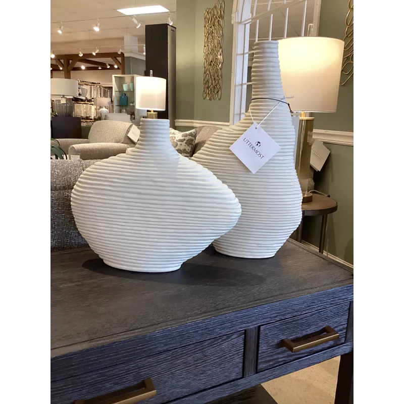 Duostacked Matte White Vases, S/2