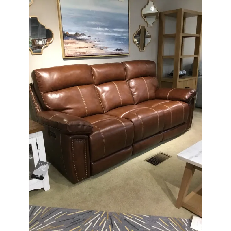 France Power Reclining Sofa w/Power Headrest - Chestnut