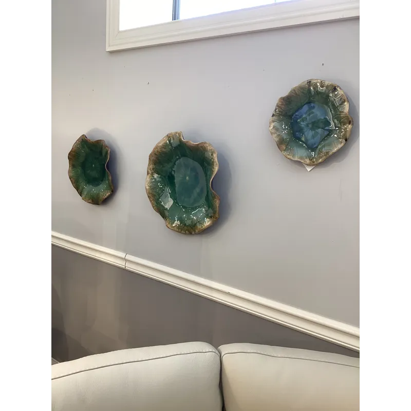 Abella Ceramic Wall Decor, Green, S/3