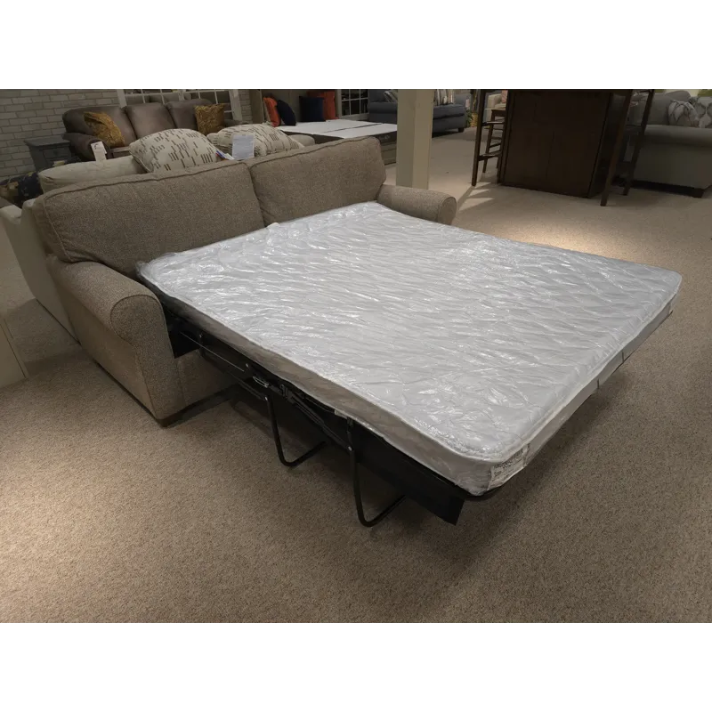 Shannon Fabric Queen Stationary Sofa Sleeper With Two(2 Pillows - Dark Walnut