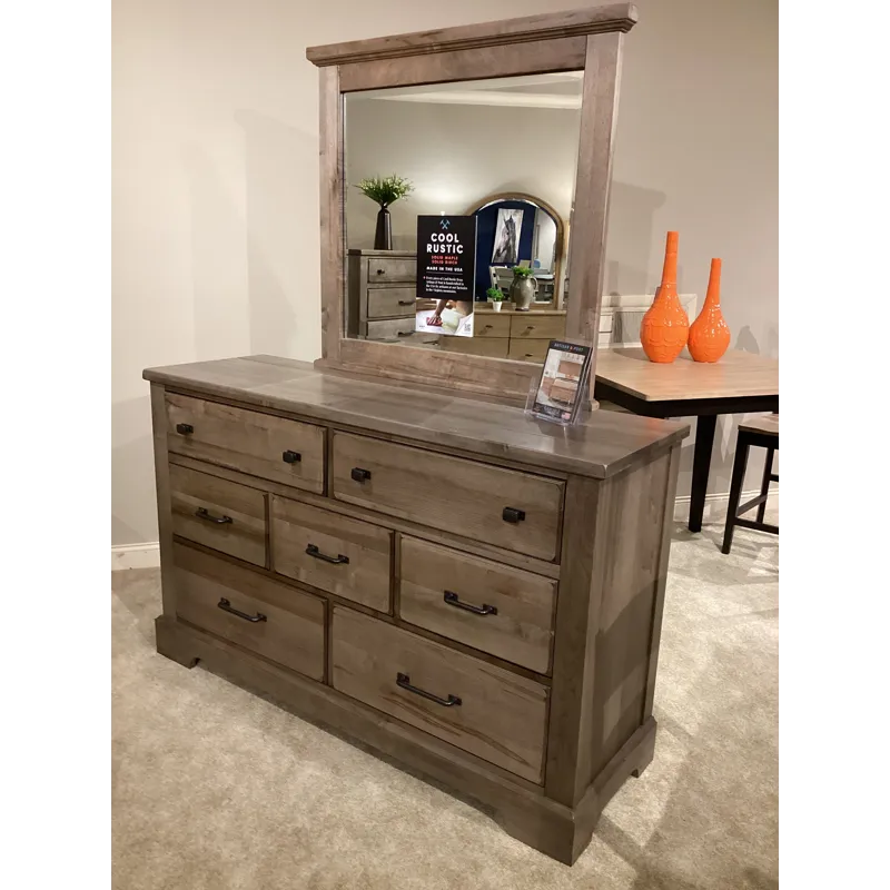 Cool Rustic 7 Drawer Dresser - Stone Grey