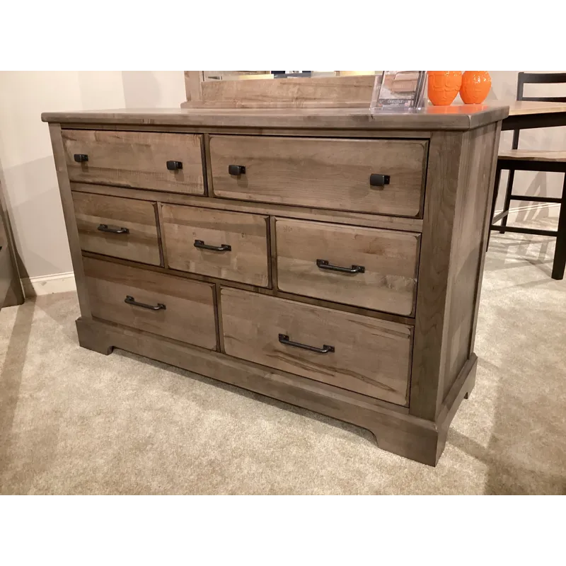 Cool Rustic 7 Drawer Dresser - Stone Grey