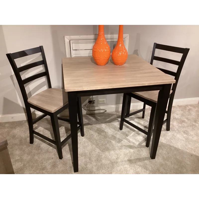 Bay City 3 PC Tall Dining Set - Nature/Ebony