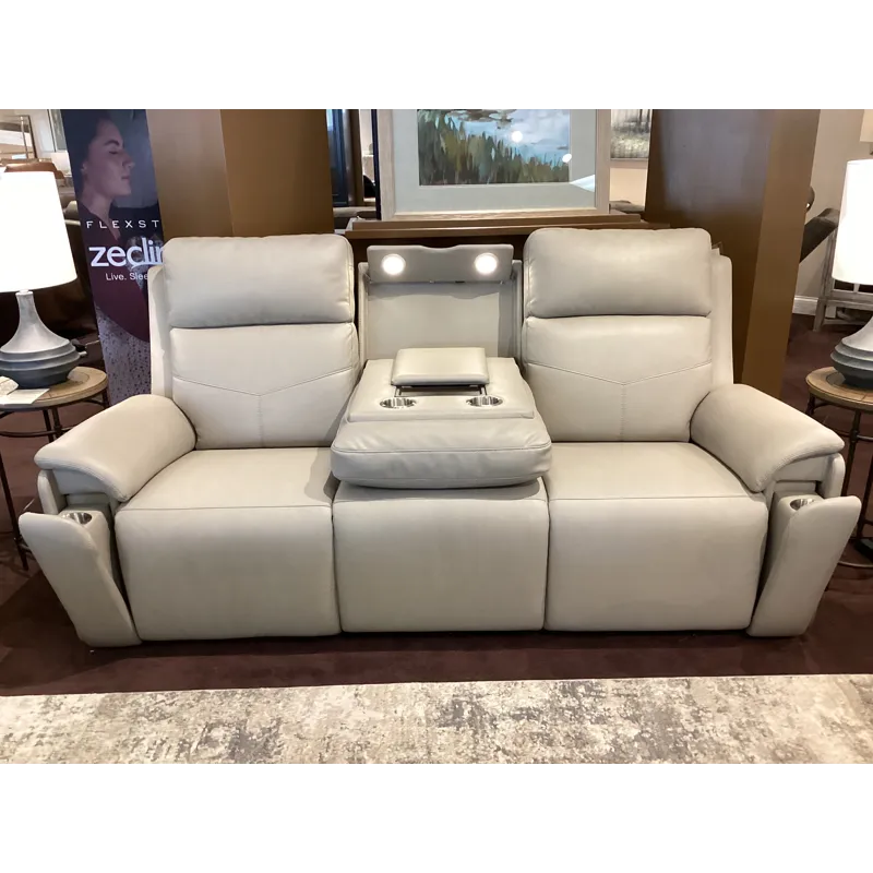 Vernon Power Reclining Sofa with Console, Power Headrest, Lumbar, Heat & Massage