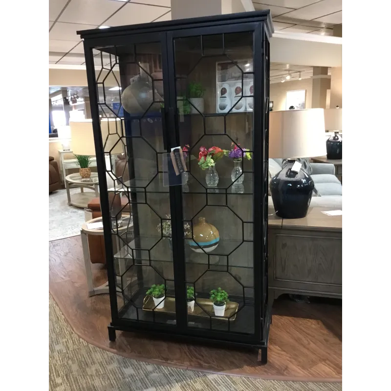 Reading 2 Door Cabinet - Black Finish on Metal Frame w/Clear Glass