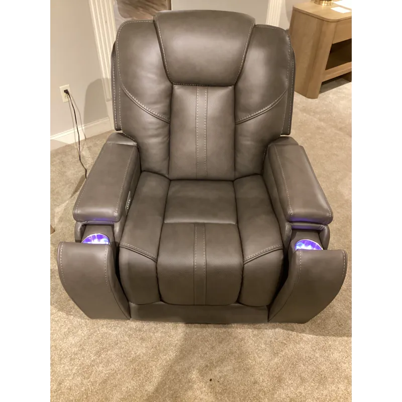 Daniel Triple Power Home Theater Leather Reclining Console Loveseat, Built-in Speakers, Heat and Mas