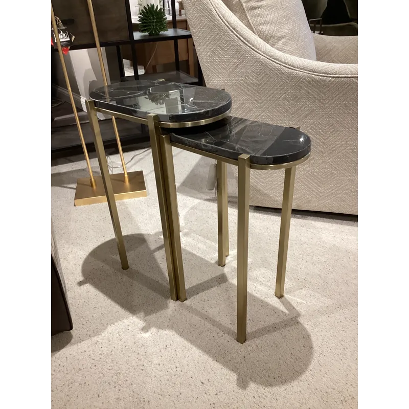 S/2 22/24" Dewey Black Quartz Nesting Tables