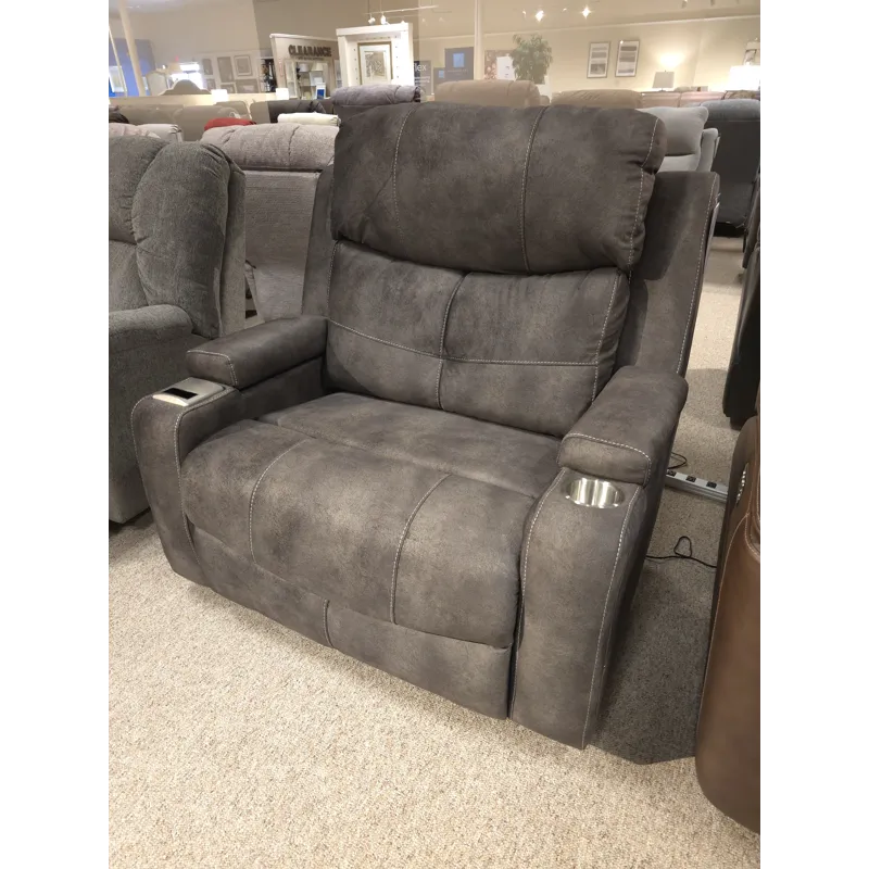 Arlington Fabric Chair &amp; a Half Recliner w/ Power Recline, Dual Storage Arms, Cupholder, Slot Ch