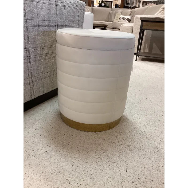 19" Stirling Cream Velvet Storage Stool