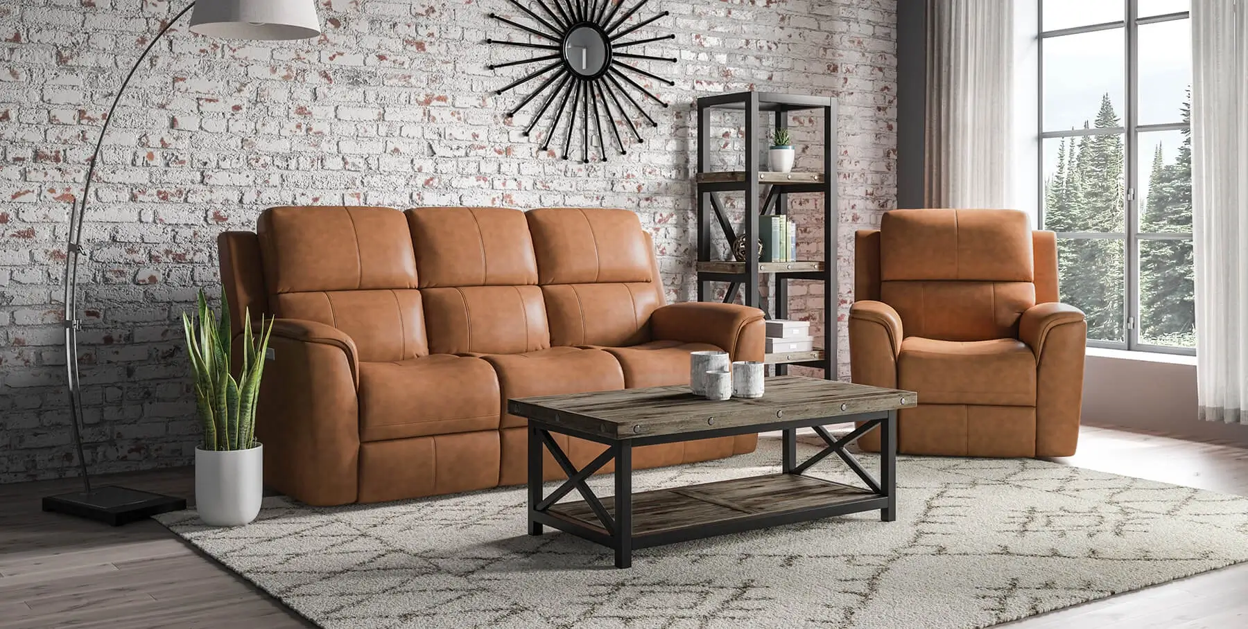 Leather sofa and chair