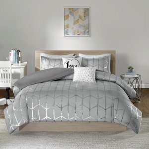 Raina Metallic Printed Duvet Cover Set - King/Cal King