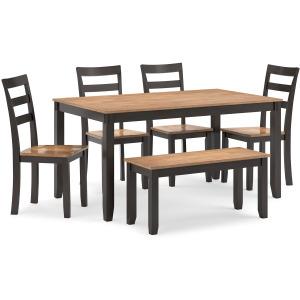 Gesthaven Dining Table with 4 Chairs and Bench (Set of 6)