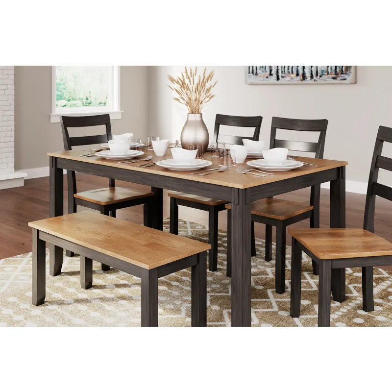 Gesthaven Dining Table and 4 Chairs and Bench (Set of 6)