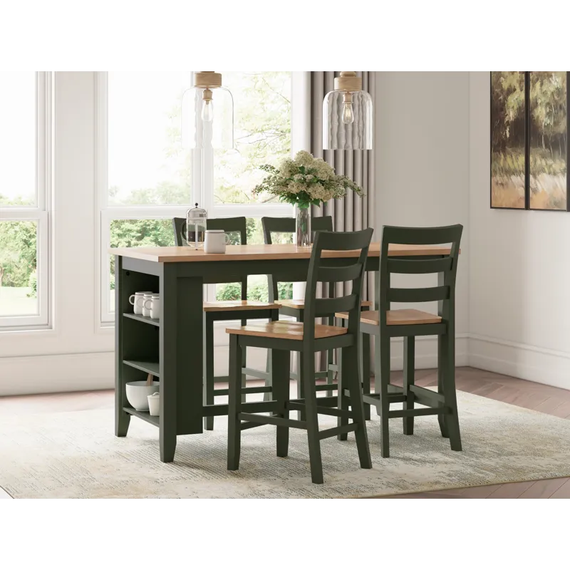 Gesthaven Counter Height Dining Table and 4 Barstools