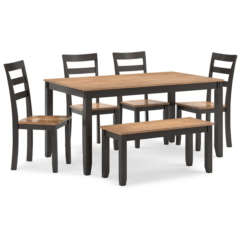 Gesthaven Dining Table with 4 Chairs and Bench (Set of 6)