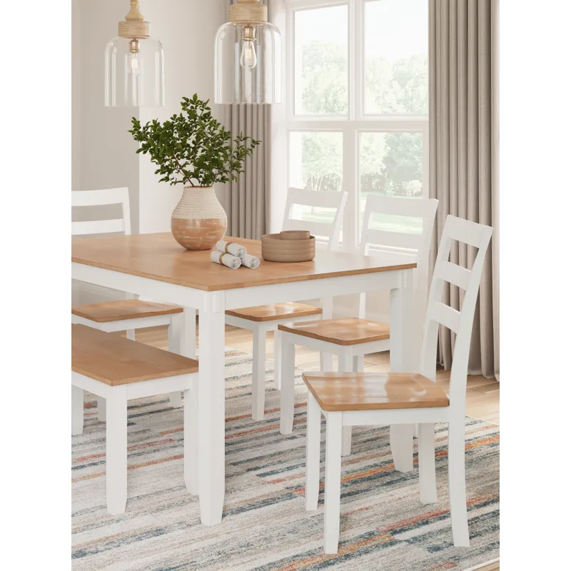 Gesthaven Dining Table and 4 Chairs and Bench (Set of 6)