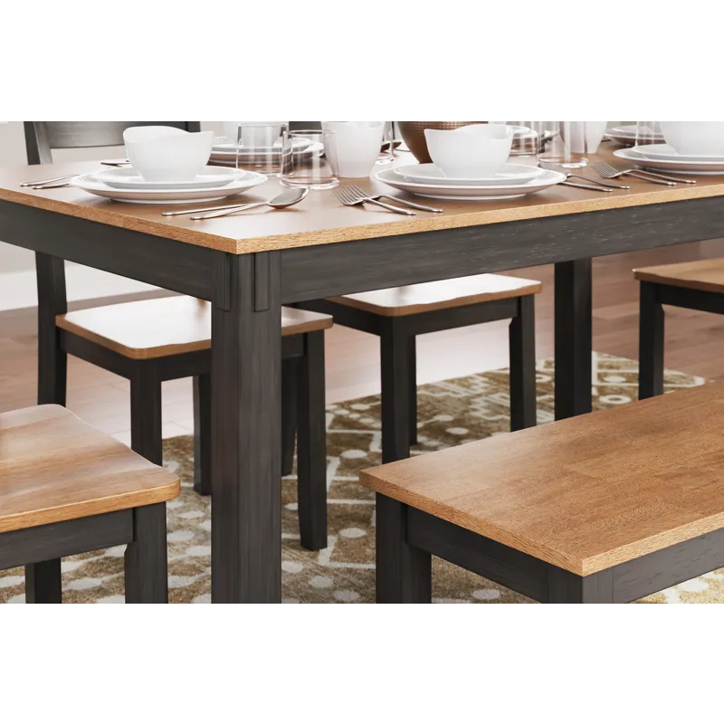 Gesthaven Dining Table with 4 Chairs and Bench (Set of 6)