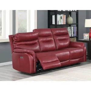 Fortuna Leather Dual-Power Reclining Sofa - Wine