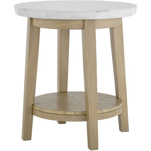 Vida 22&Prime; Round White Marble Top End Table