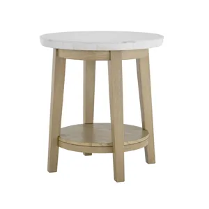 Vida 22&Prime; Round White Marble Top End Table