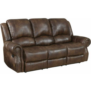 Navarro Manual Reclining Sofa - Saddle Brown