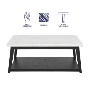 Vida-Black White Marble Top Cocktail Table