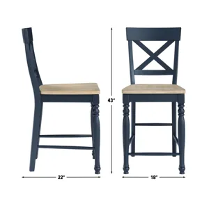 Darcy 7-Piece Counter Dining Set, Blue Finish