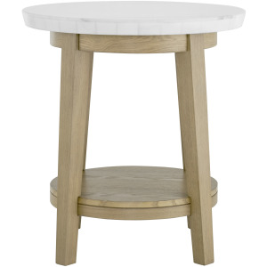 Vida White Marble Top Round End Table