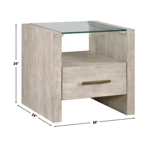 Garland Glass Top End Table, Blonde Finish