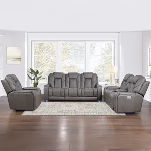 Daniel 3-Piece Triple Power Home Theater Immersive Entertainment Leather Reclining Set