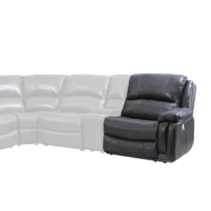 Denver RAF Dual-Power Leather Sectional Recliner, Charcoal