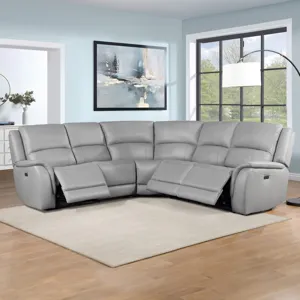Alexandria 5-Piece Power Leather Reclining Sectional(Lrt,act,wt,art,rrt), Stone