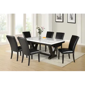 Finley White Table Black Chair 7pc