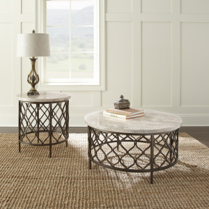 Roland White 2-Piece Marble Occasional Set