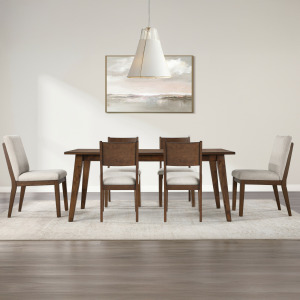 Canton 72" Solid Wood Dining Table, 2 Upholstered Chairs, 4 Side Chairs
