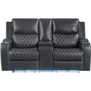 Luna Charcoal Power Console Loveseat