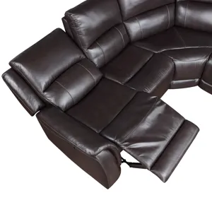 Alexandria 6-Piece Dual-Power Leather Reclining Sectional, Chocolate Sectional