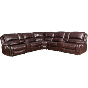 Denver Armless Leather Sectional Chair, Brown