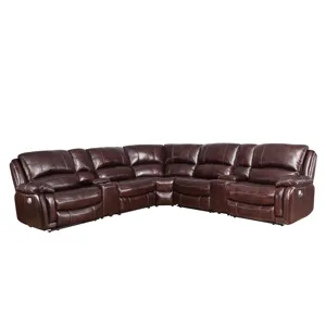 Denver Armless Leather Sectional Chair, Brown