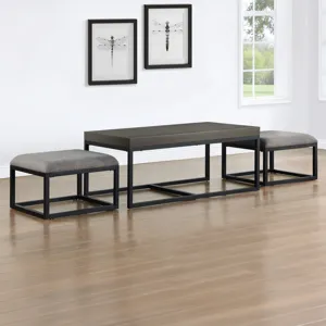 Yukon Rectangular Nesting Table With 2 Stools