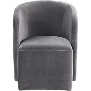 Annie Gray Velvet Barrel Chair W/Casters