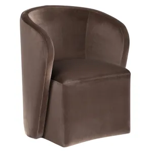 Annie Chocolate Velvet Barrel Chair W/Ca