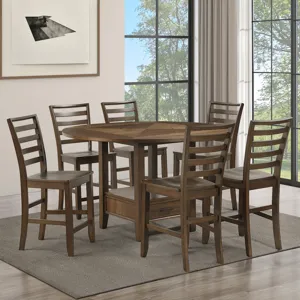 Java Brown 7-Piece Counter Height Dining Table Set with Joanna Chairs